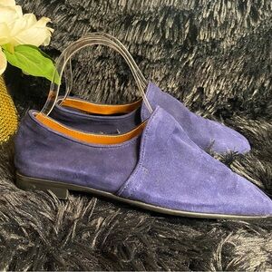 Aquatalia Revy Navy Blue Flat Calf Suede Loafers Women’s Size 7 Slip On Shoes